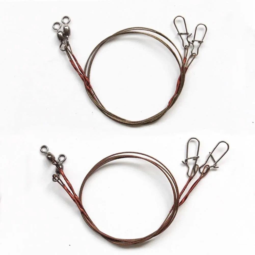 2Pcs/Pack Fishing Line Steel Wire Leader With Snap And Swivels Wire Leadcore Leash Saltwater Fresh Water Carp Fishing Gear