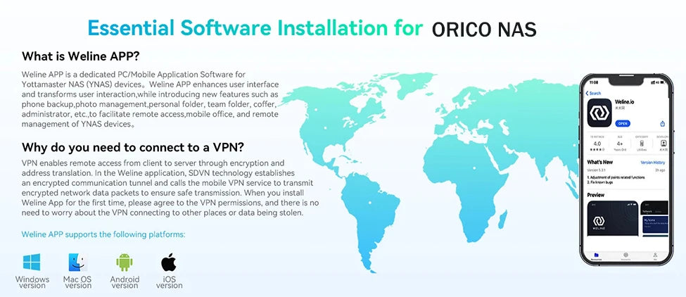 ORICO Private Cloud Nas Network Storage Server Personal Home Automatic Backup 2.5/3.5"SATA HDD Case External Hard Disk Enclosure