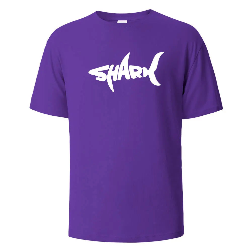 Shark Print T-Shirt 100% Cotton Summer Tees For Men Women Oversize Casual Tops