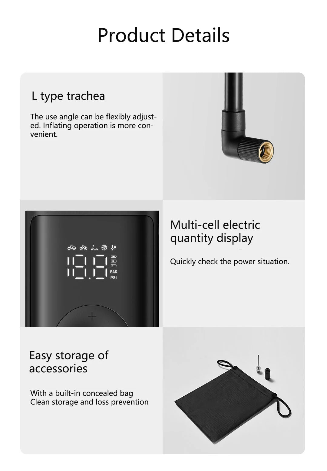 Xiaomi Mijia 2025 New Portable Air Pump 2000mAh 240g 150psi Electric Air Compressor Tire Pressure Detection Multitool Inflator