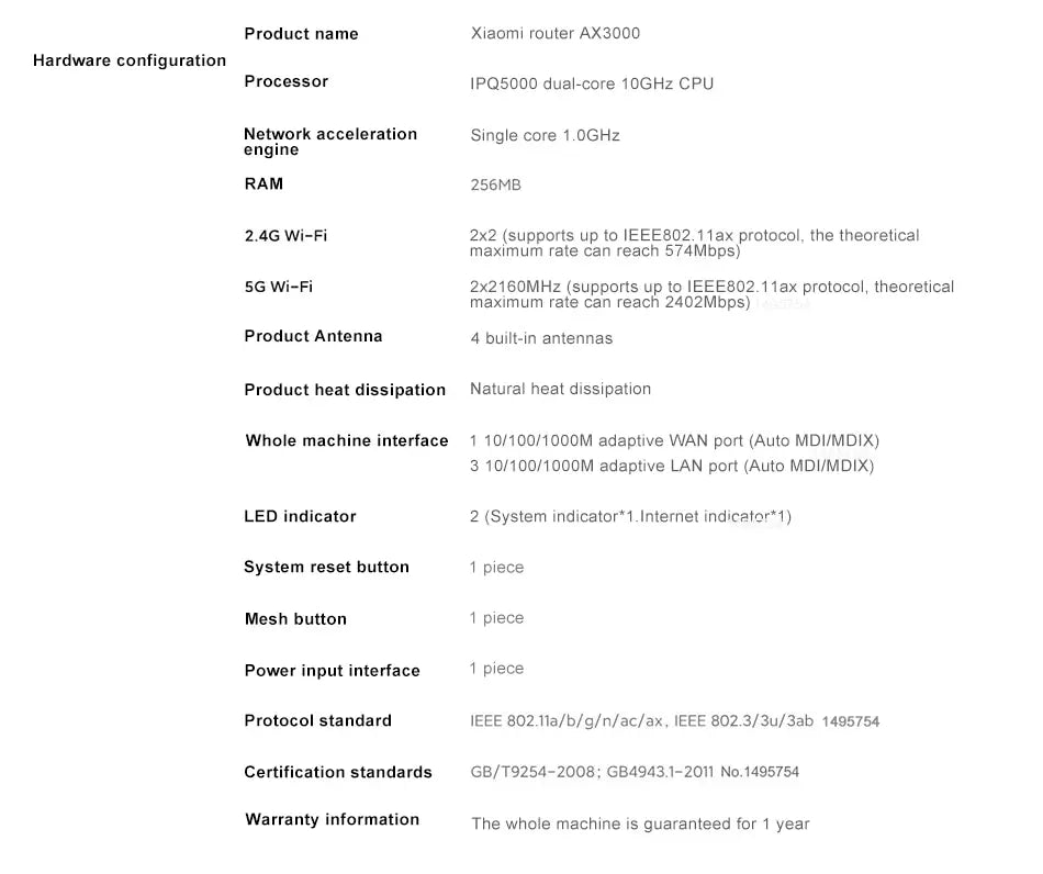 Xiaomi Router AX3000 Mesh Wifi6 2,4G 5,0 GHz Full Gigabit 5G WiFi repetidor 4 antenas extensor de red enrutadores de malla