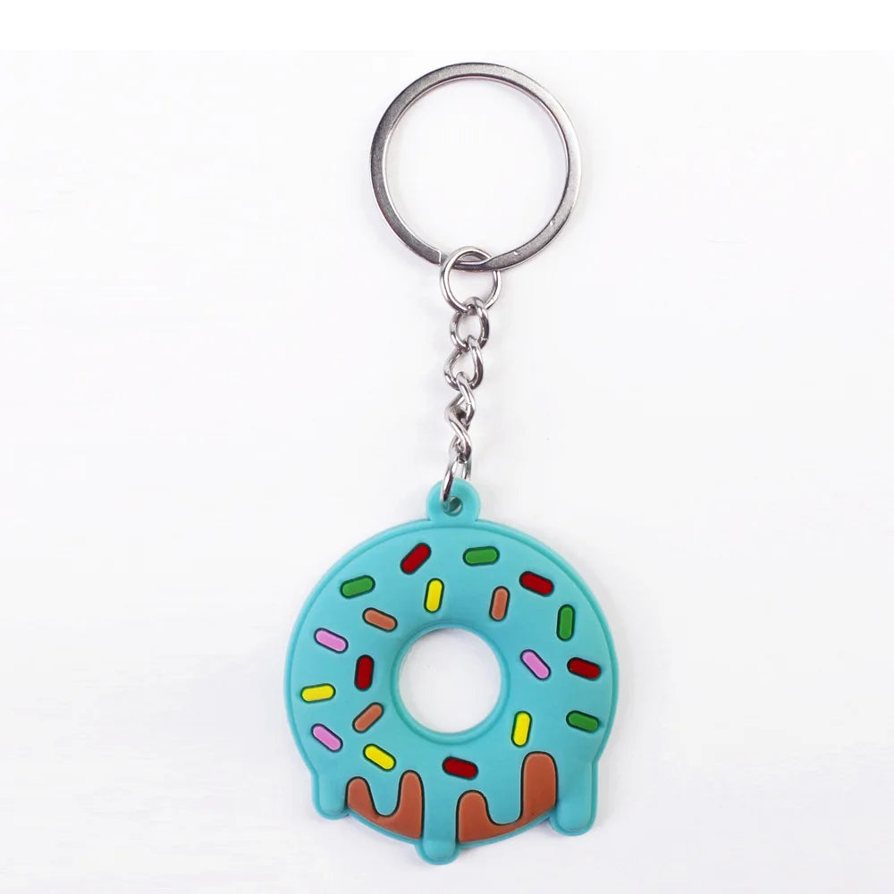 Creative Simulation Cute Donut keychain PVC keychain Schoolbag Pendant Car Key Decoration PVC Soft Glue Party Exquisite Gift