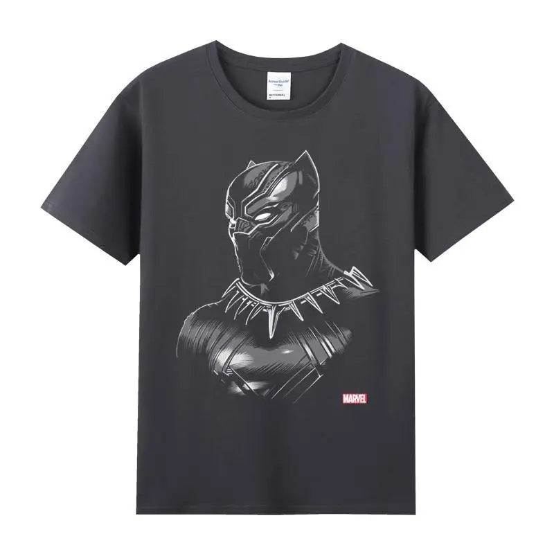 Black Panther Marvel Superhero Graphic Print Cotton T Shirt Men Casual Short Sleeve Tees Streetwear Comic Movie T-shirt Mens