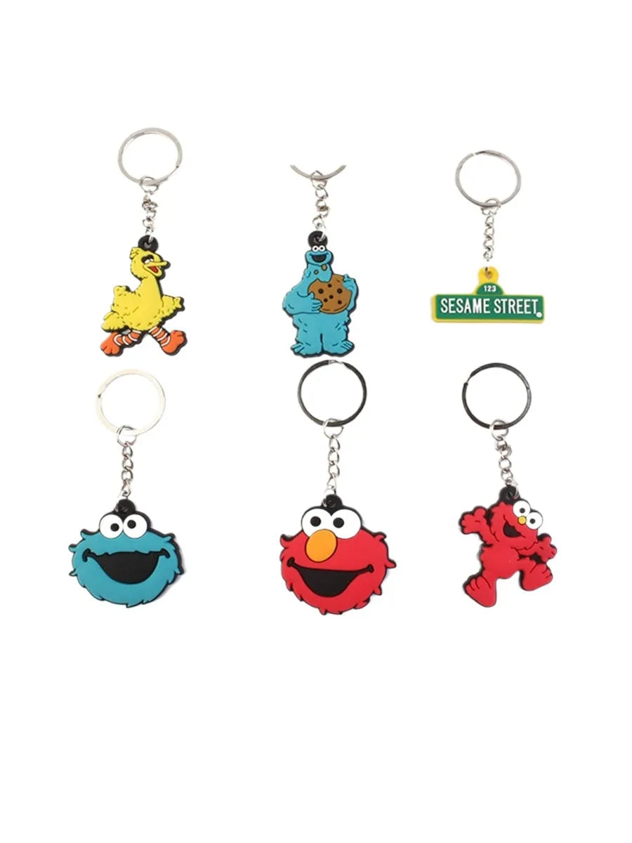 Bandai Sesame Street Anime PVC Cars Keychain Pendant for Men and Women's Universal Decorative Products Accessory Birthday Gift