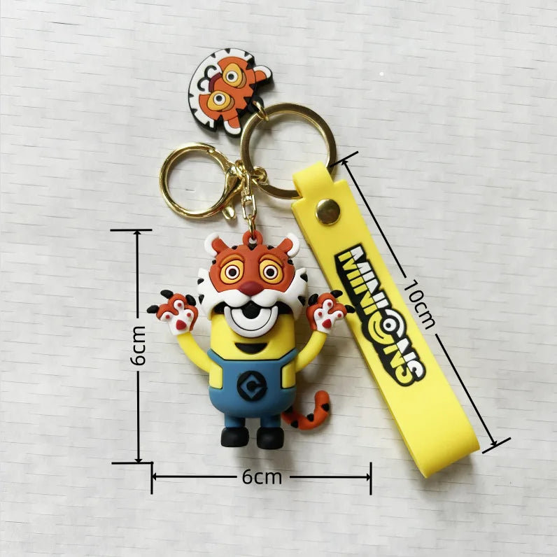 MINISO Minion Keychain Chinese Zodiac Series Cute Cartoon Children's Toy Keyring School Pack Car Key Accessories Gift