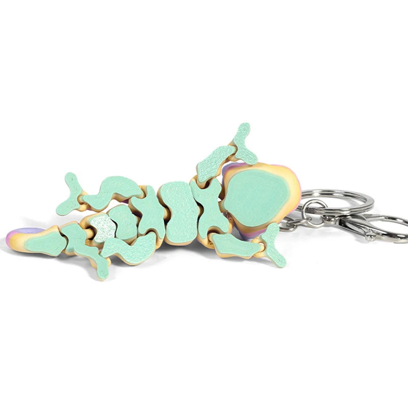 Cartoon 3D Printed Dragon Keychain Movable Joints Creative Backpack Decoration Accessories Unique Figurine Pendant Gifts