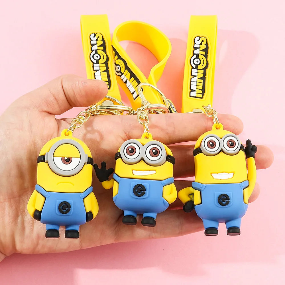1/6PCS Creative, funny, smiling, Minion cartoon, anime doll, keychain, backpack, pendant chain, gift