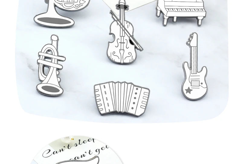 Cool Violin Enamel Pins Elegant Piano Accordion Bass Instrument Brooches Musician Shirt Lapel Pin Badges Jewelry for Music Lover