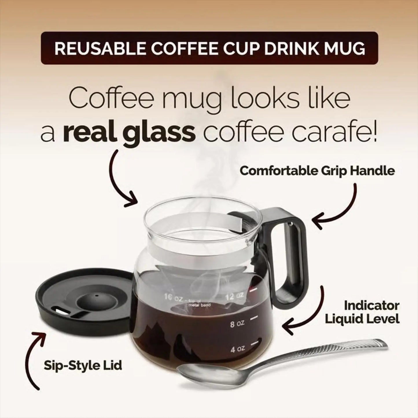 Clear Coffee Mug 16oz Glass Mugs for Hot Beverages Pot Drinking Cups with Lid for Hot Cold Beverage Milk Latte Cappuccino Water