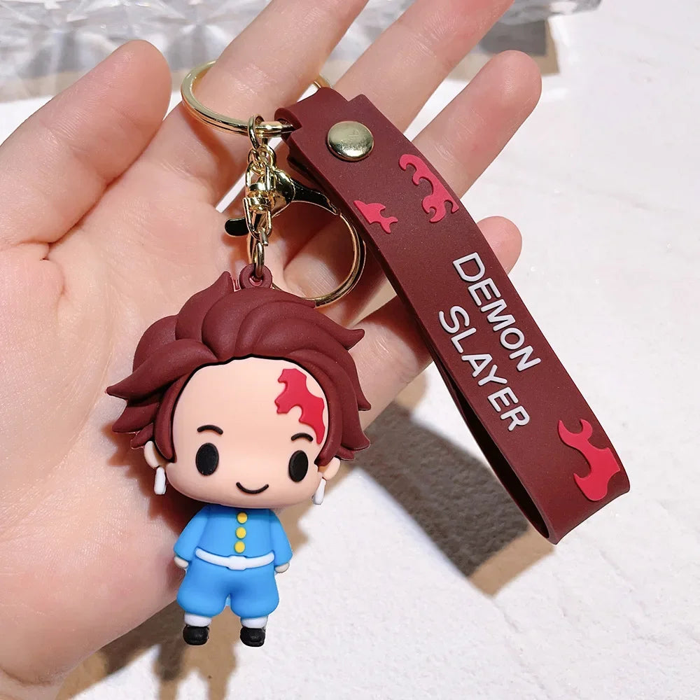 Anime Demon Slayer Pendant Keychain Cute Kamado Tanjirou Rengoku Kyoujurou Keychain Cosplay Keyring Souvenir Gift