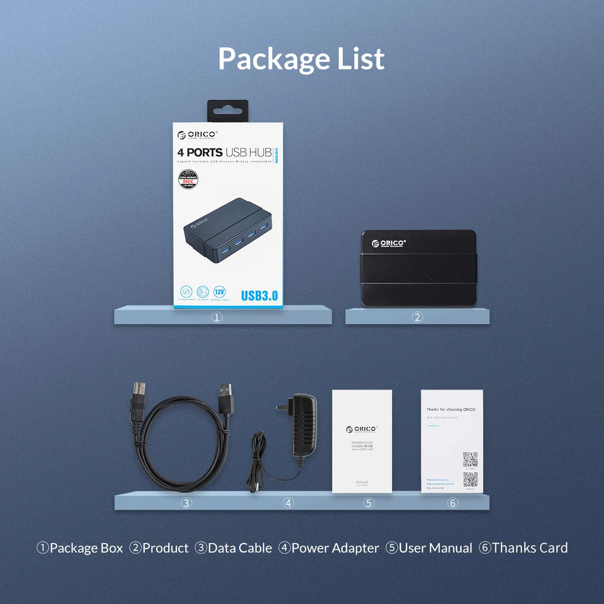 ORICO 4 7 Ports USB 3.0 High Speed Hub with 12V Power Adapter USB Splitter OTG Adapter for Desktop Laptop Computer Accessories