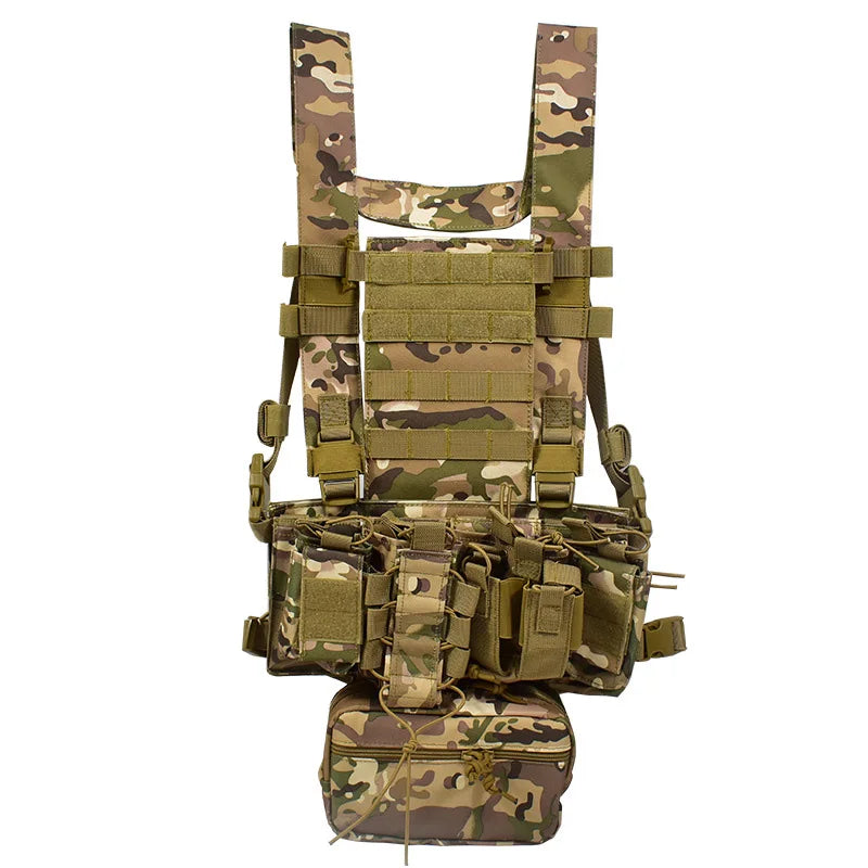 Military Tactical Vest Chest Rig with Adjustable Straps & Large Capacity Pouch for Outdoor Adventure & Tactical Missions