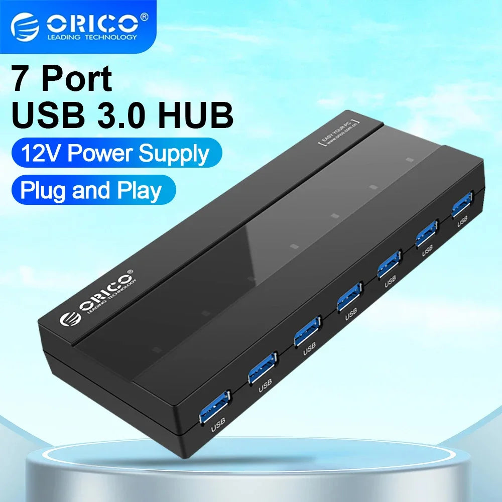 ORICO USB HUB Multi USB 3.0 Splitter,7 Ports USB 3.0 HUB,5Gbps, High Speed,OTG Adapter for PC,Computer Accessories,Macbook Pro