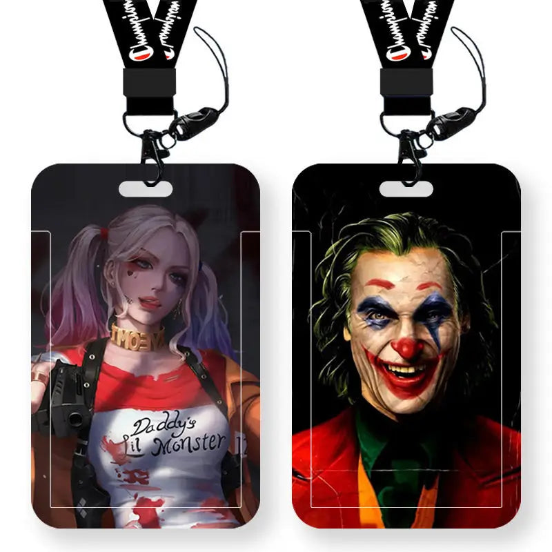 DC Joker Harley Quinn Anime Movie Periphery Student Campus Card Cover Creative Cartoon Lanyard Work Card Protective Cover Gifts