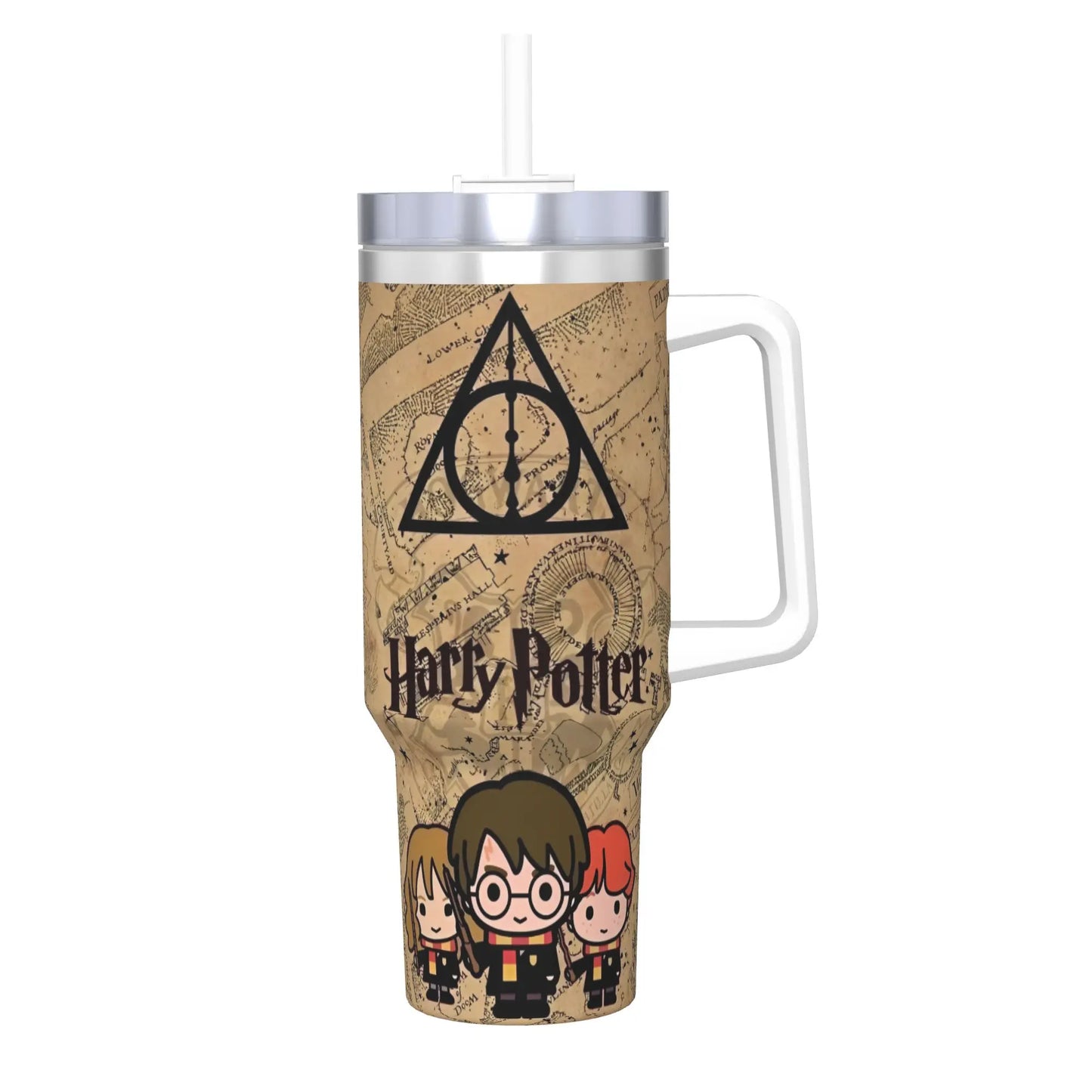 H-HARRY Movie Car Mugs With Straws  P-POTTER Travel Cold and Hot Water Bottle Portable Large Capacity Coffee Mug