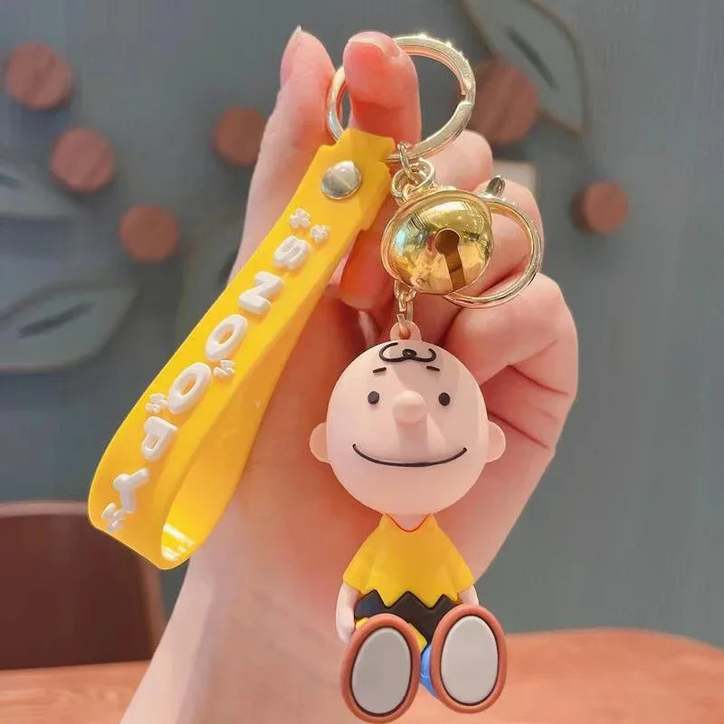 Snoopy Charlie Brown Cartoon Key Chain Cute PEANUTS Animation PVC Doll Keyring Men Women Car Key Accessories Backpack Pendant
