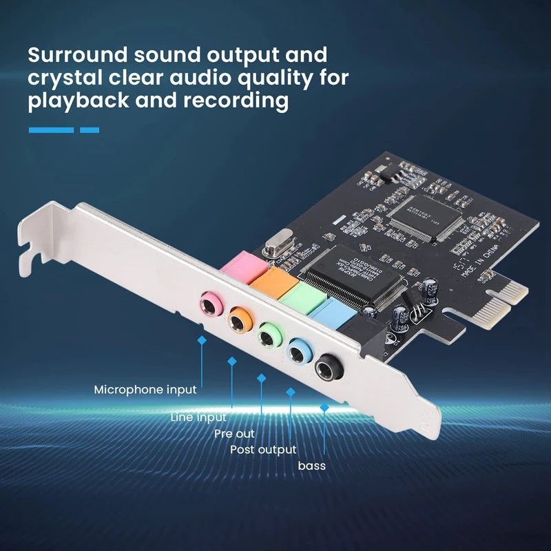 PCI-E 4.1 Sound Card Computer PCIE 4.1 Channel PCIe Audio 6 Channels 3D Games Music Digital Sound Card PCI Express Board