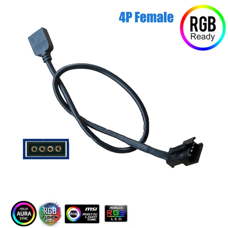 Motherboard RGB Adapter Conversion Cable 5V 3 Pin / 12V 4 Pin 30cm RGB Led Strip Light for PC Computer LED Light Strip Line