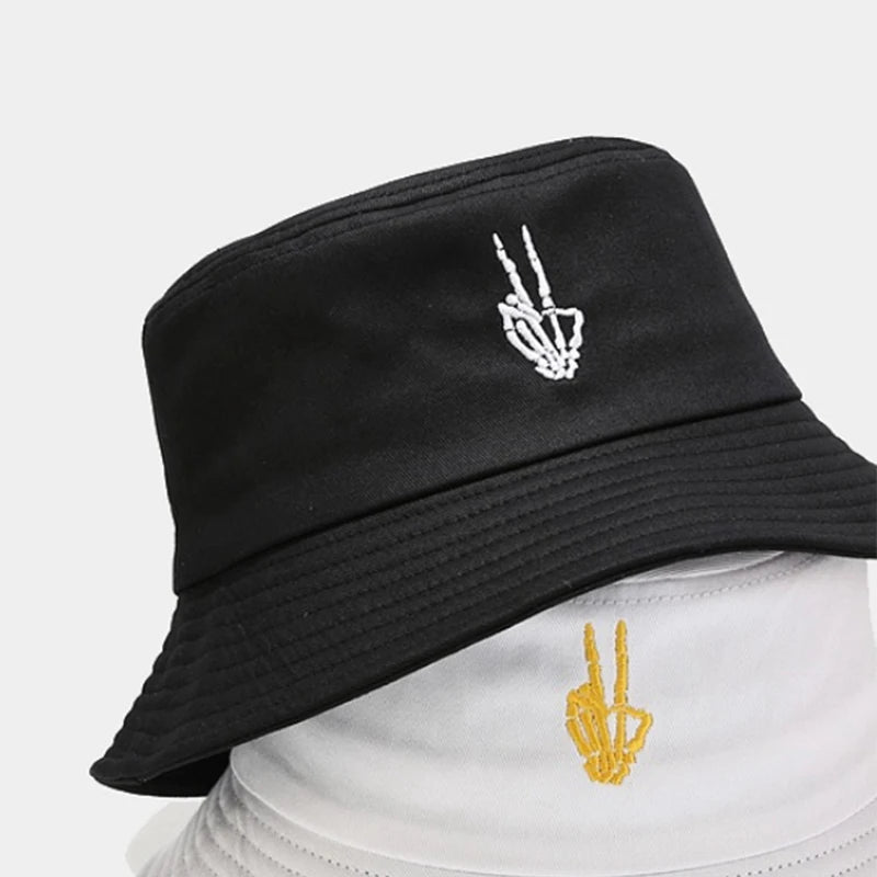 Fashionable Embroidered Fisherman's Hat Beach Men's And Women's Fishing Hat Outdoor Sun Hat Cartoon Pattern