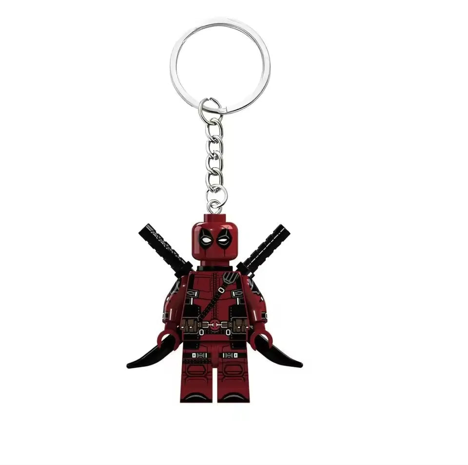 12 Style Marvel Deadpool & Wolverine Keychain Superhero Creative Building Blocks Cartoon Pendant Bag Keychain Accessories Fans