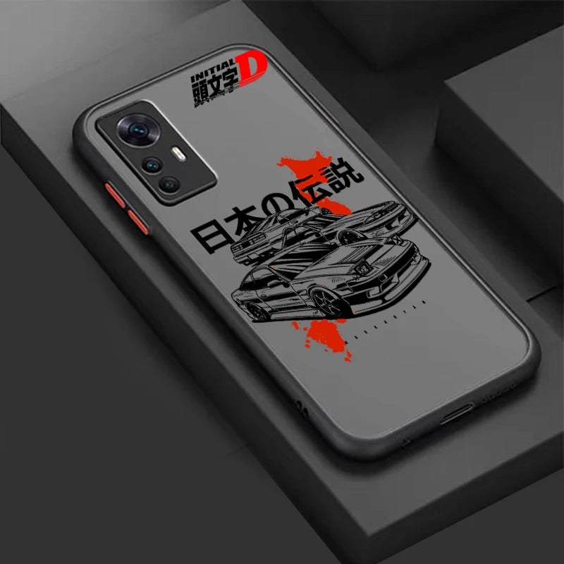 Initial D Anime Art Car Cool Frosted Translucent For Xiaomi Mi 13 12 12T 11T 11 11i 10T 10 9T Pro Lite Ultra 5G Back Phone Case