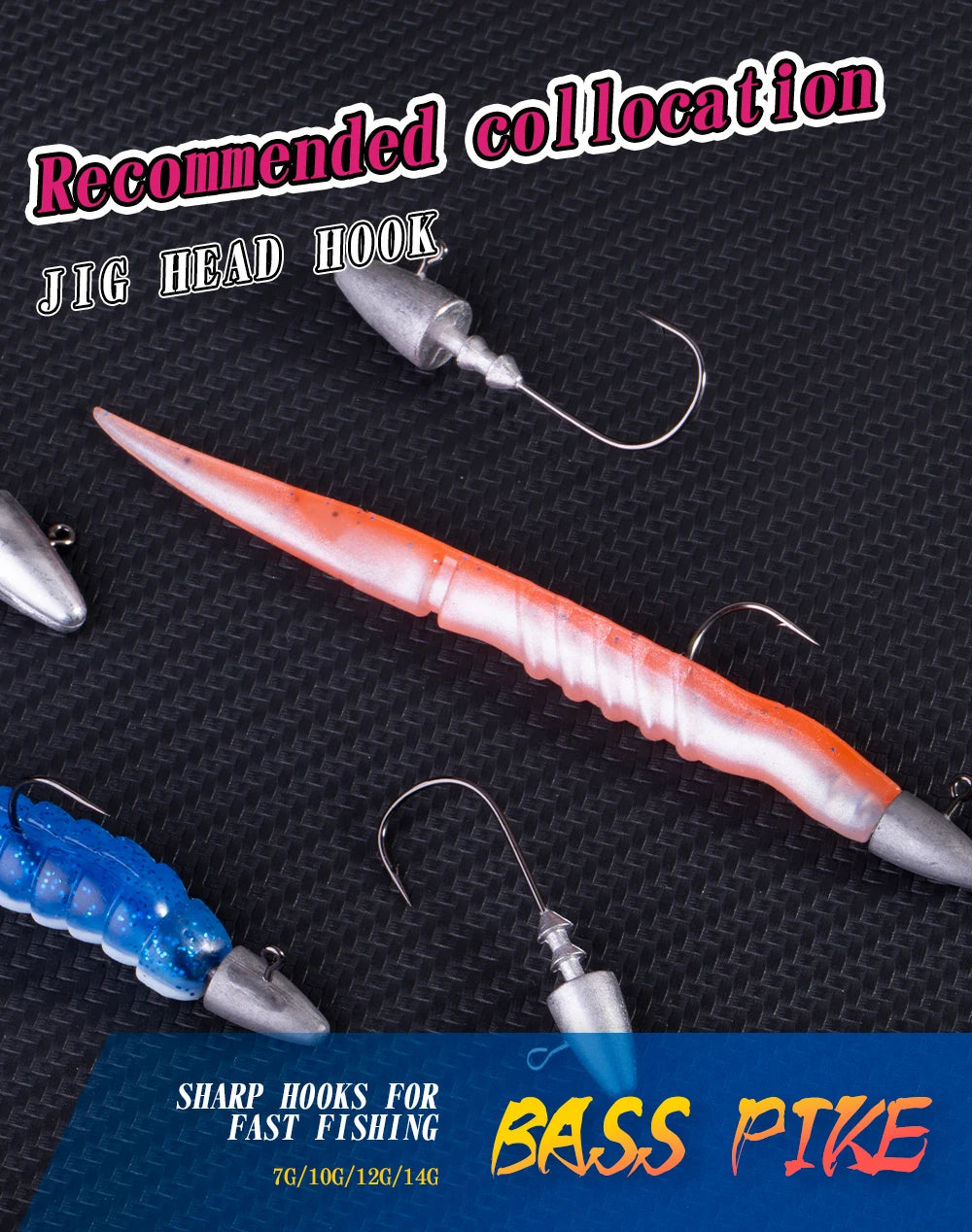 Hunthouse 7g 10g 12g 14g Dart Jig Head Fishing Hook Soft Lure High Carbon Steel Fishhooks Jig Heads For Fishing Bait Hooks