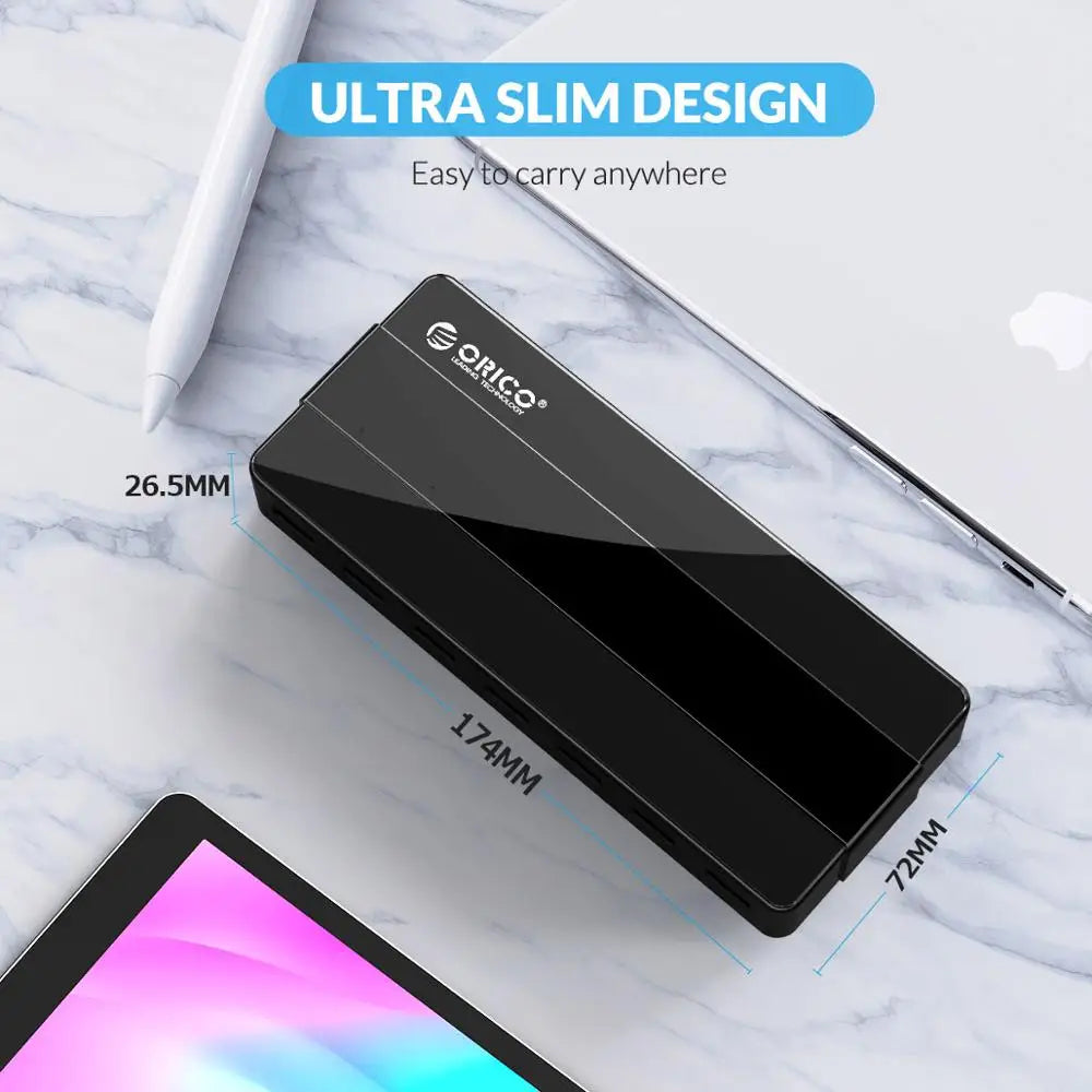 ORICO 4 7 Ports USB 3.0 High Speed Hub with 12V Power Adapter USB Splitter OTG Adapter for Desktop Laptop Computer Accessories