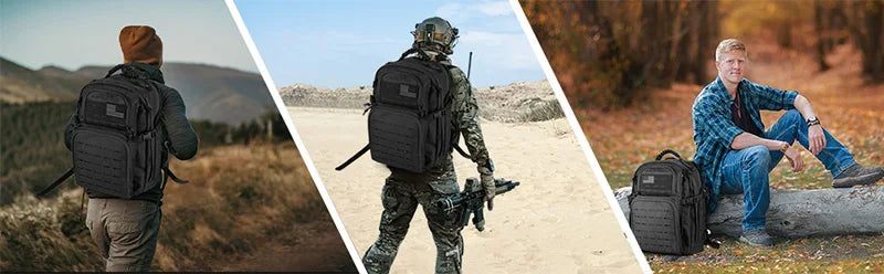 Tactical Backpack 3 Day Assault Pack Molle Bag 38/45L Large Outdoor Waterproof Hiking Camping Travel 600D Rucksack Men Fishing