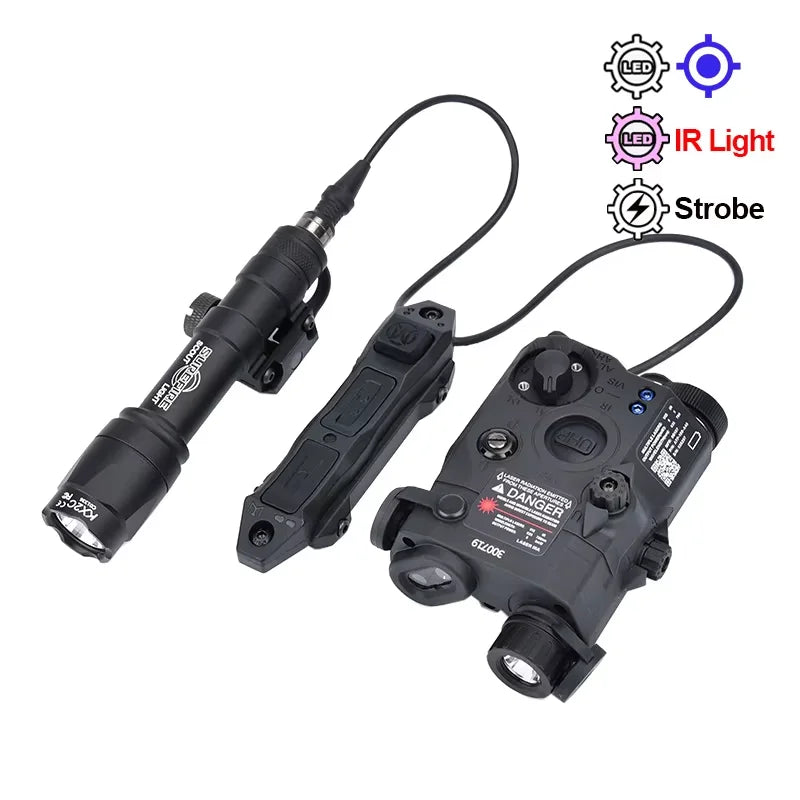 Tactical UHP AN PEQ 15 PEQ-15 LA5C Red Green Blue Dot Laser Indicator IR Fill Light Airsoft SF M600 Sureifr M600C LED Flashlight