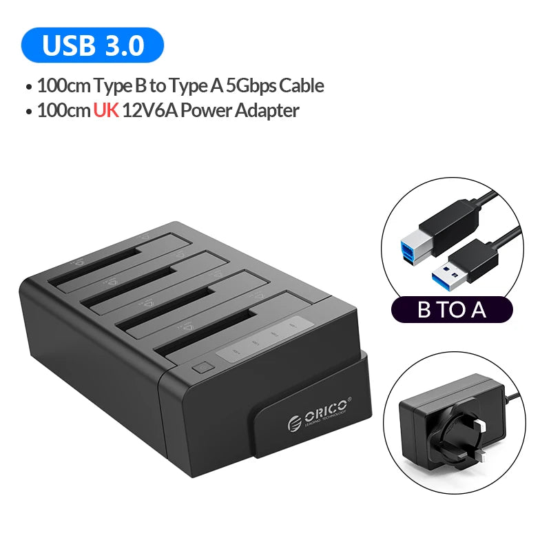 ORICO 2/4 Bay Hard Drive Docking Station with Offline Clone SATA to USB 3.0 HDD Docking Station for 2.5/3.5 inch HDD/SSD