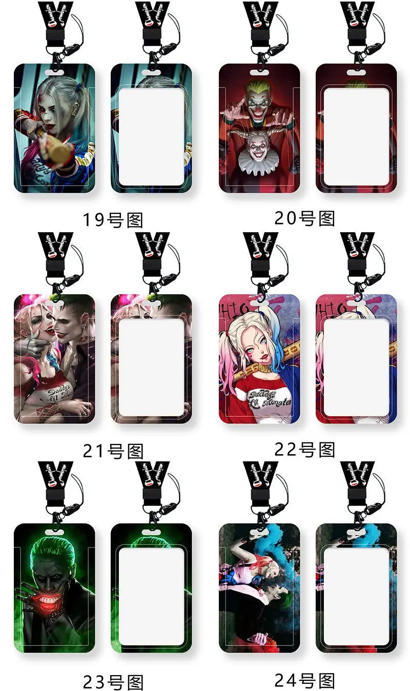 DC Joker Harley Quinn Anime Movie Periphery Student Campus Card Cover Creative Cartoon Lanyard Work Card Protective Cover Gifts