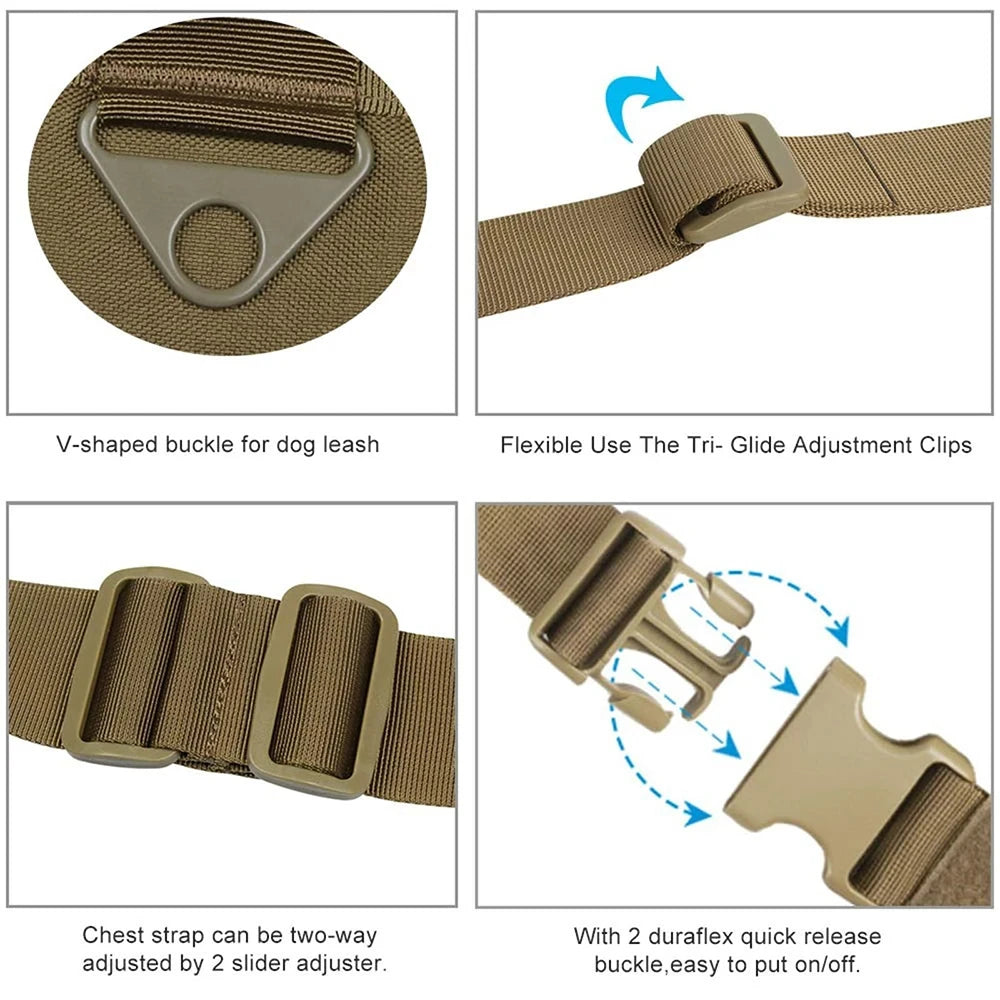 Tactical dog harness patrol harness service dog vest military dog vest working dog vest with handles suitable for large dogs