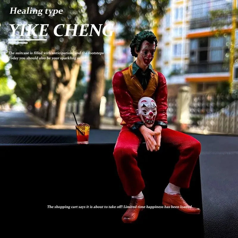 Cartoon joker Handmade Boutique Large Decoration Desktop Scene Model Mask Sitting Posture Gifts Room Car decoration