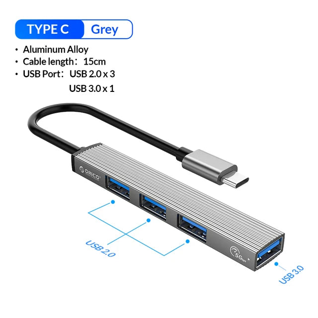 ORICO USB C To Usb Adapter USB 3.0 Splitter 3-port HUB Hub Docking Station Converter Otg Adapter Computer Accessories USB HUB