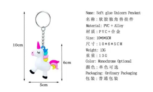 WKOUD Cute Fairytale PVC Unicorn Keychain Multi-style Horse Key Rings Holder Alloy Key Chain For Women Girls Gift Jewelry