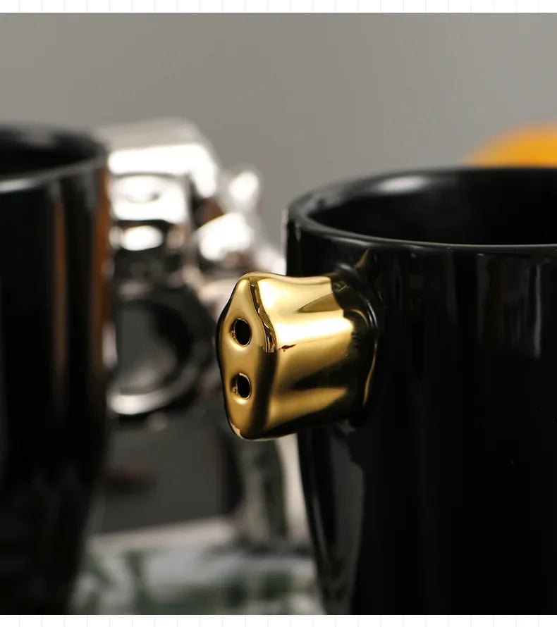 350ml Novelty Mug Revolver Handle Mug Coffee Cup Ceramic Personalized Decorations for Coffee Tea Milk 3D Mold Non-slip Glaze Cup