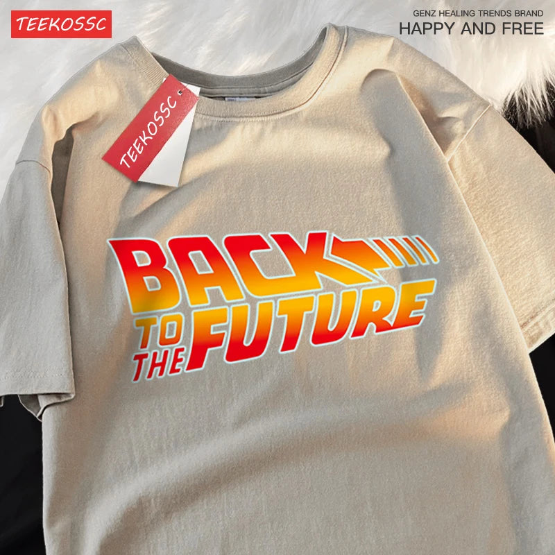 Back To The Future Movie Logo T-Shirt Men Women Cartoons Cotton Short Sleeve Shirt Summer Tshirt Hip Hop Breathable Clothing