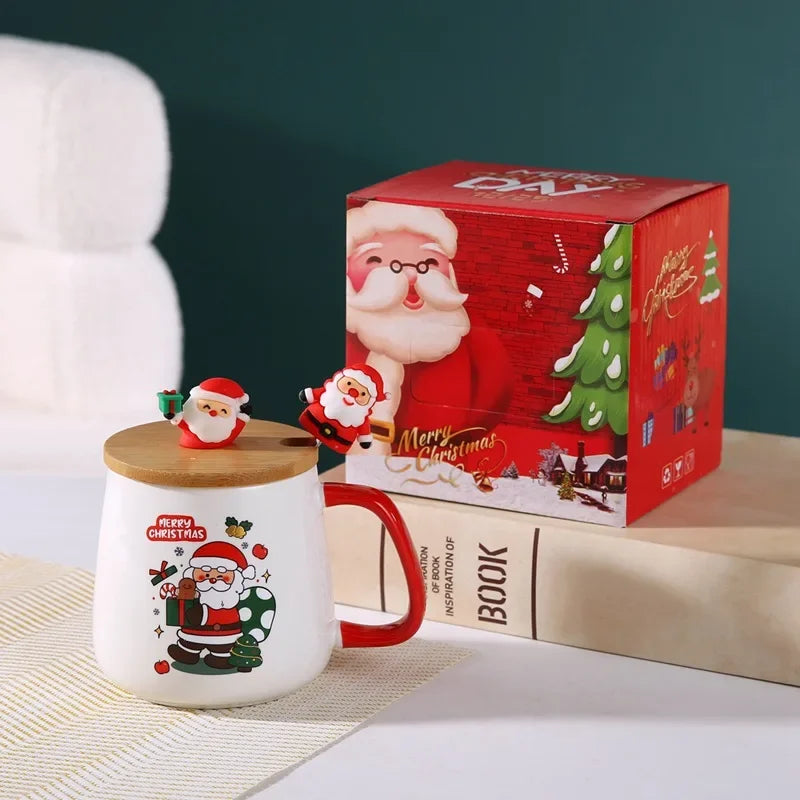 Mug Gift Box Ceramic Mug  Christmas Gift Ceramic Mug with Lid with Spoon Set Cup Cup Coffee Cup Christmas