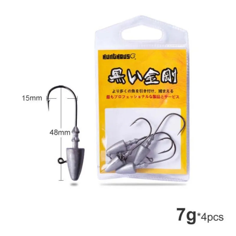 Hunthouse 7g 10g 12g 14g Dart Jig Head Fishing Hook Soft Lure High Carbon Steel Fishhooks Jig Heads For Fishing Bait Hooks