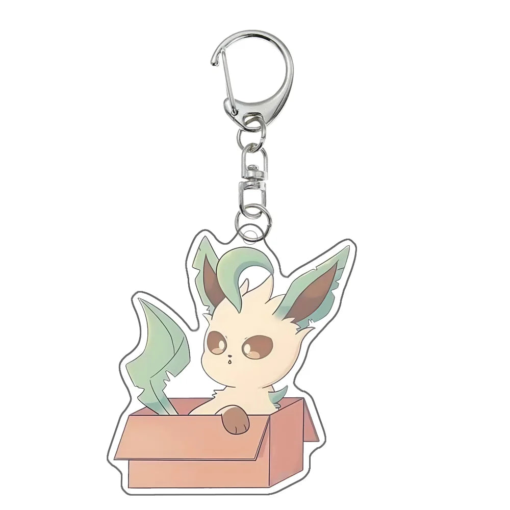 Pokemon Keychain Espeon Umbreon Glaceon Eevee Sylveon Jolteon Vaporeon Leafeon Anime Cartoon Cute Key Chain Pendant Gift