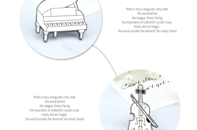 Cool Violin Enamel Pins Elegant Piano Accordion Bass Instrument Brooches Musician Shirt Lapel Pin Badges Jewelry for Music Lover