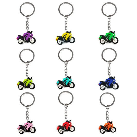 1-9pcs Mini motorcycle pendant, PVC material car keychain, motorcycle pendant, keychain, personalized gift