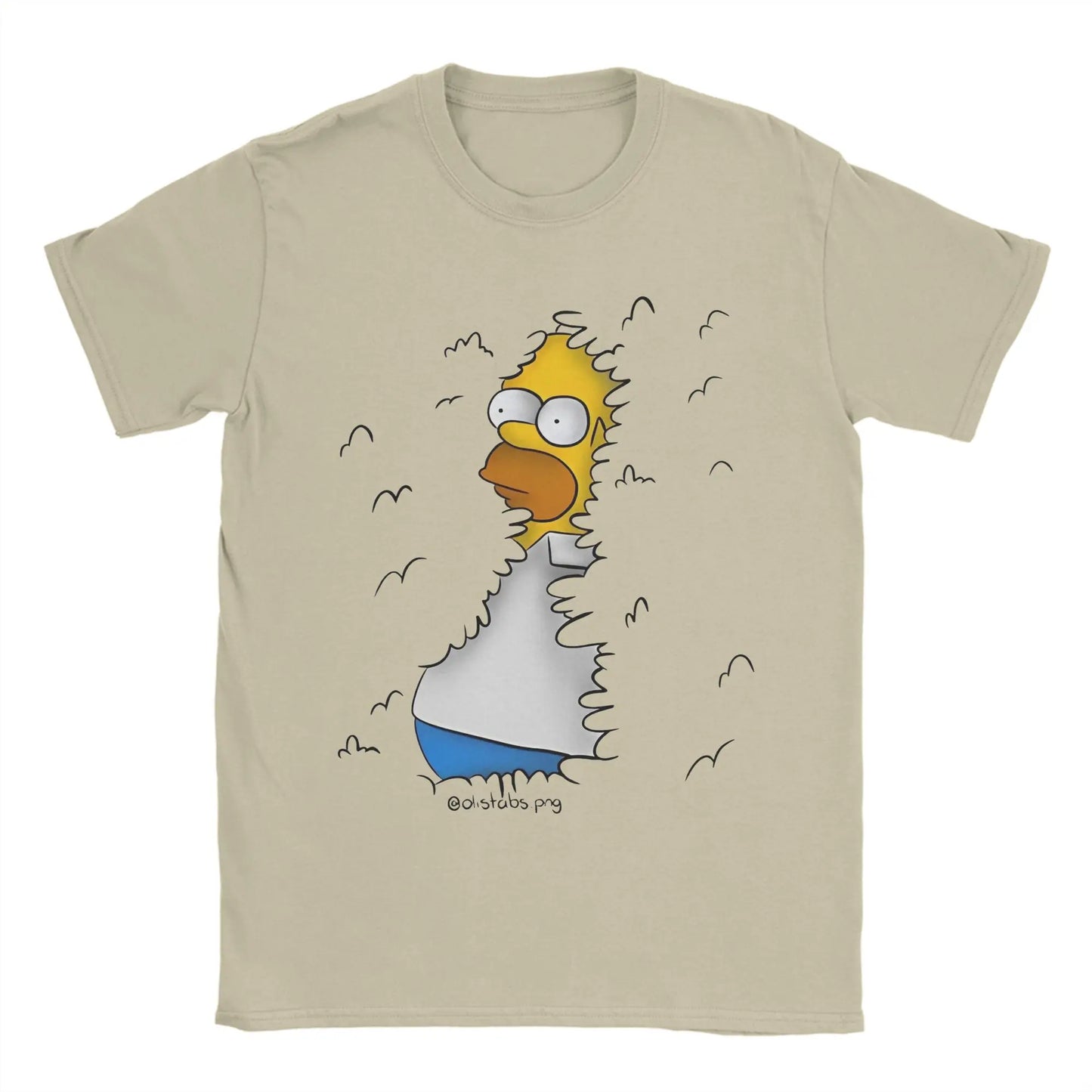 Men's T-Shirt Homer in the Bushes Simpsons Vintage Cotton Tee Shirt Short Sleeve  T Shirts O Neck Clothes New Arrival
