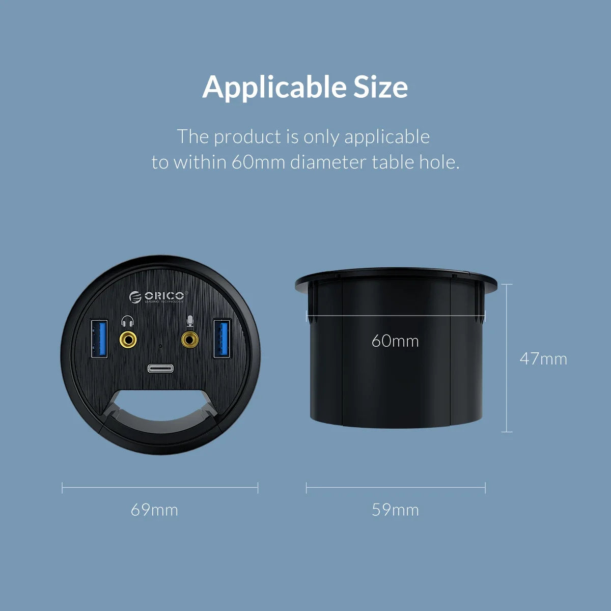 ORICO 5Gbps High-Speed USB HUB Splitter Multi Desk Grommet USB 3.0 Ports Desk Mount Adapter for PC Tablet Phone High Quality