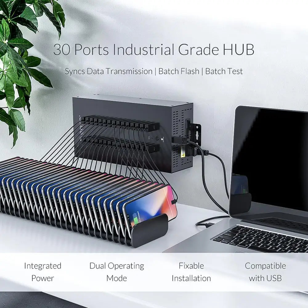 ORICO Usb Hub 30 20 ports Industrial Grade Splitter with 150 300W Detached Power U Disk Copy Test Docking Station Pc Accessories