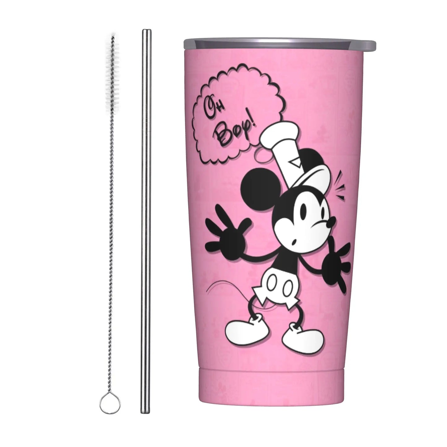 Cartoon Fantasia Mickey Tumbler Vacuum Insulated Magic Wizard Thermal Cup with Lid Straw Office Home Mugs Hot Cold Drink, 20oz