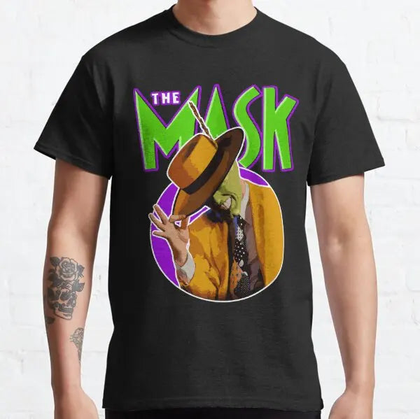 The Mask Retro Movie T Shirts for Men Pure Cotton Vintage Funny T-Shirt Jim Carrey Tee Shirt Short Sleeve Clothes Birthday Gift
