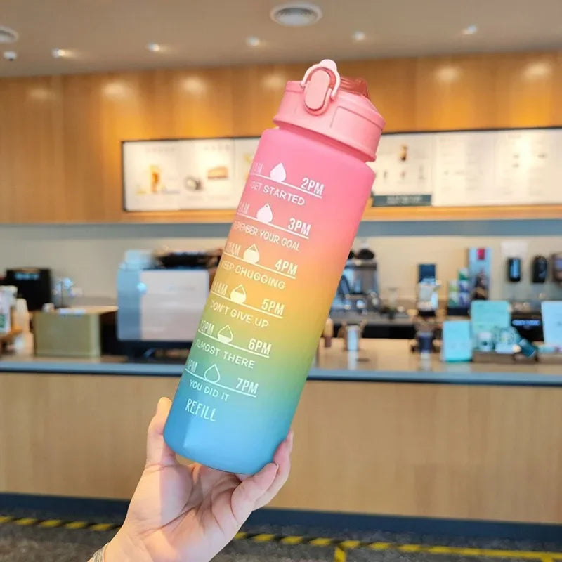 Portable Water Bottle Motivational Sports Water bottle with Time Marker Leak-proof Cup for Outdoor Sport Fitness BPA Free