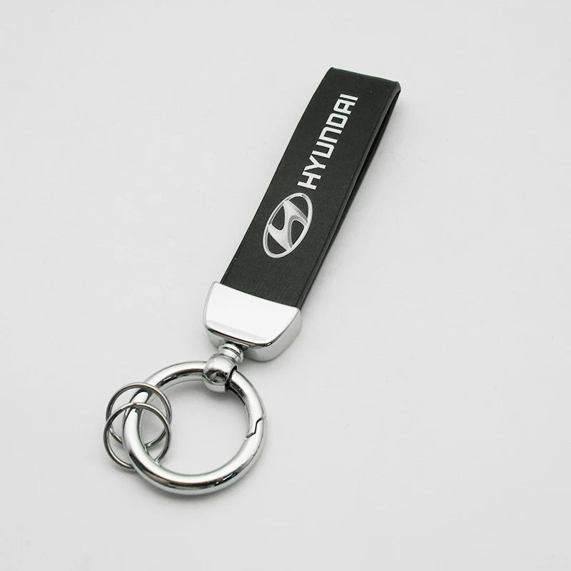 Metal/Leather Car Keychain Badge Emblem For Hyundai Elantra Kona i10 i20 i30 ix25 ix35 Tucson N Line Key Chain Rings Accessories