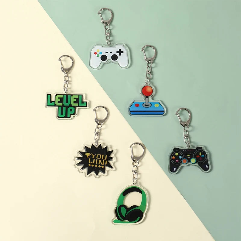 6Pcs Cute GamePad PVC Keychain Video Game on Theme Backpack Pendant for Boys Kids Birthday Game Night Party Favors Party Fillers